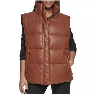 Women’s levis faux leather oversized puffer vest